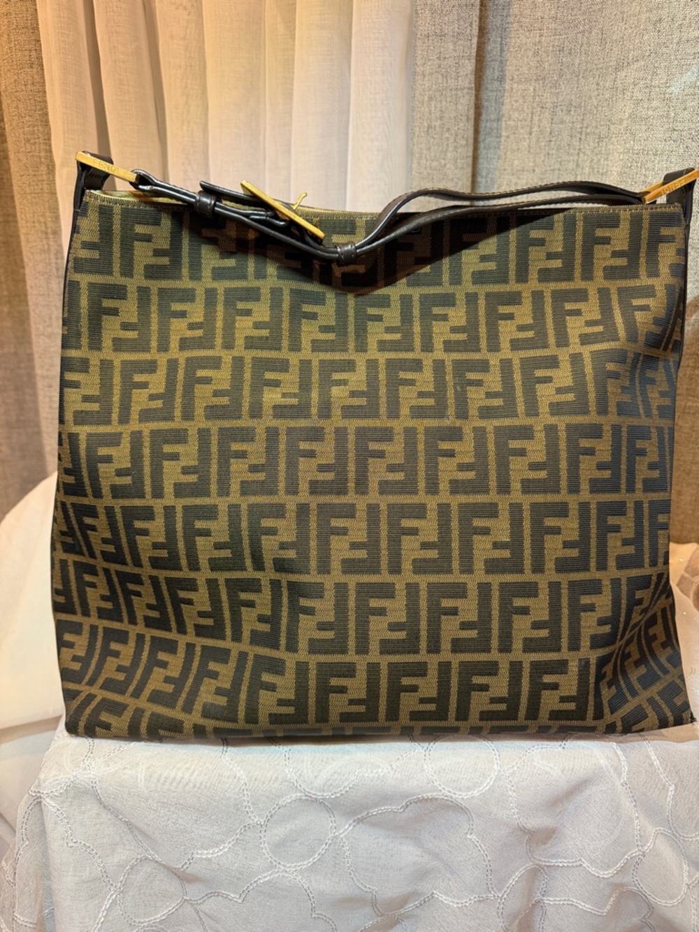 Fendi Olive and Black FF Tote Bag